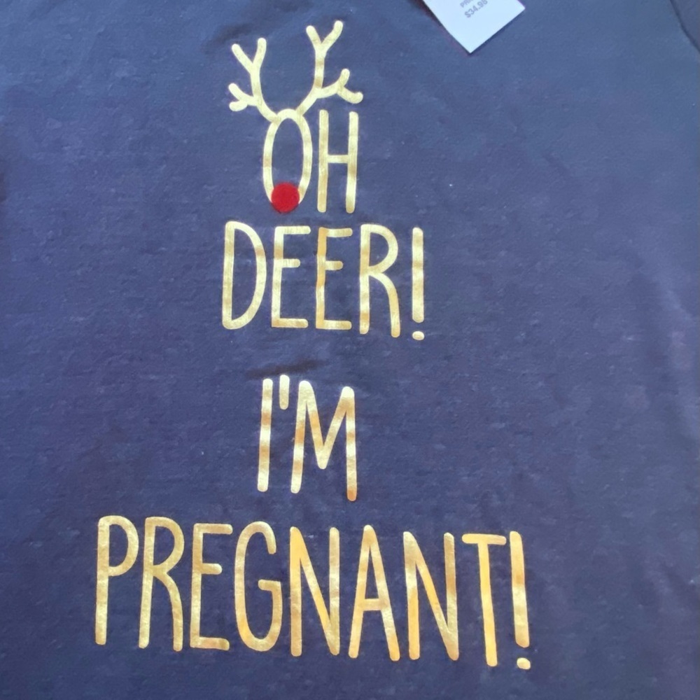 ‘Oh Deer! I’m Pregnant!’ Motherhood Maternity Reveal Tunic Top Stretch! Medium - Picture 2 of 4